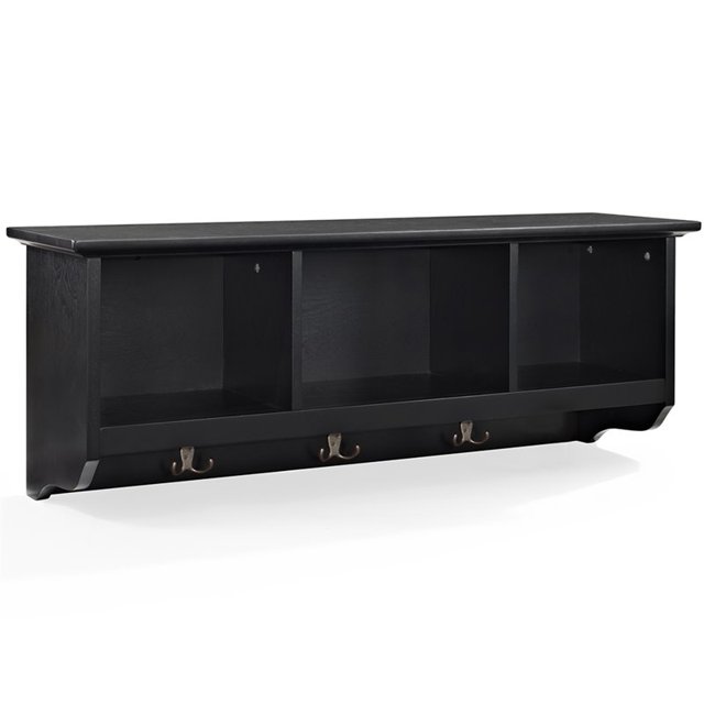 Crosley Brennan 3 Cubby Wall Mounted Coat Rack in Black