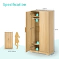 thumbnail image 6 of Ktaxon Wood Fluted Wardrobe Armoire Closet with Hanging Rod, Modern Drawer Shelf Closet with Handles, Farmhouse to Mid-Century Style, 6 of 11