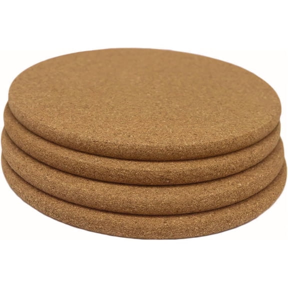 Round Cork Trivets, 7.5 Inches Heat Cork Trivets for Hot Dishes, Pots and Pans, Plant Trivets, 4-Pack