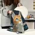 thumbnail image 5 of Multi-Purpose Kitchen Towels 28x18 Inch Dishcloths with Hanging Loop Decorative and Practical Towels for Kitchen, Dining Orange Cat with Blue Eyes, 5 of 6