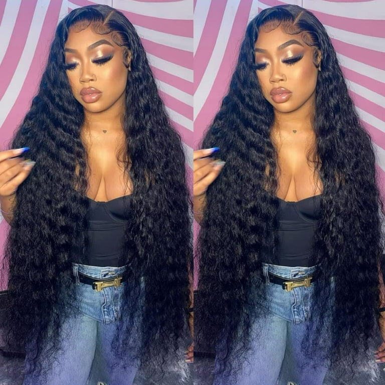 Curly HD Lace Front Wigs Human Hair 180 Density HD Transparent Deep Wave  Lace Frontal Wigs Human Hair Pre Plucked Glueless 13X4 Deep Curly Human  Hair