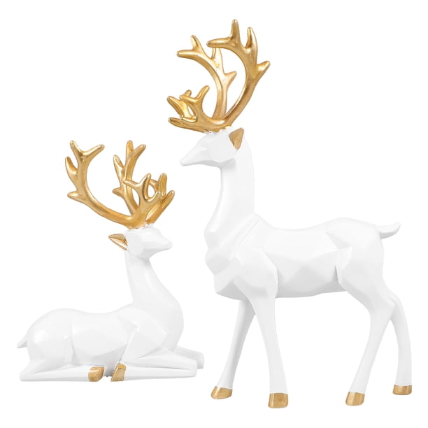 2 figuras de reno navideño en 3D, decoración navideña de alce para el hogar, adorno festivo de reno, decoración de ciervo, decoraciones navideñas de reno.