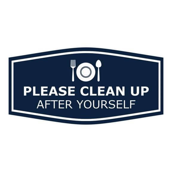 Signs ByLITA Fancy Please Clean Up After Yourself Sign (Navy Blue / White) - Large