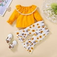 thumbnail image 2 of Odeerbi Baby Girls Clothes Toddler Outfit Autumn Winter Boys Cotton Crew Neck Long Sleeve 2025 Casual Print Trousers Set Yellow, 2 of 9
