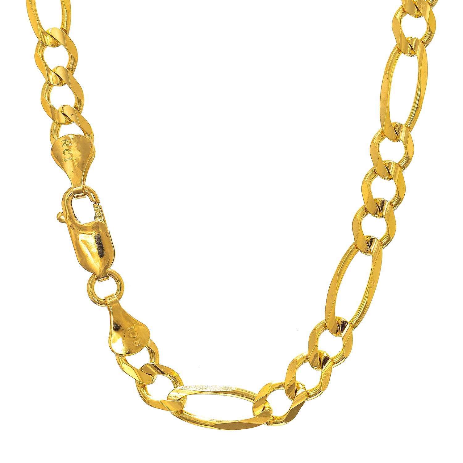 10k Semi-Solid Yellow Gold 2.8 mm Lite Figaro Necklace Lobster Claw
