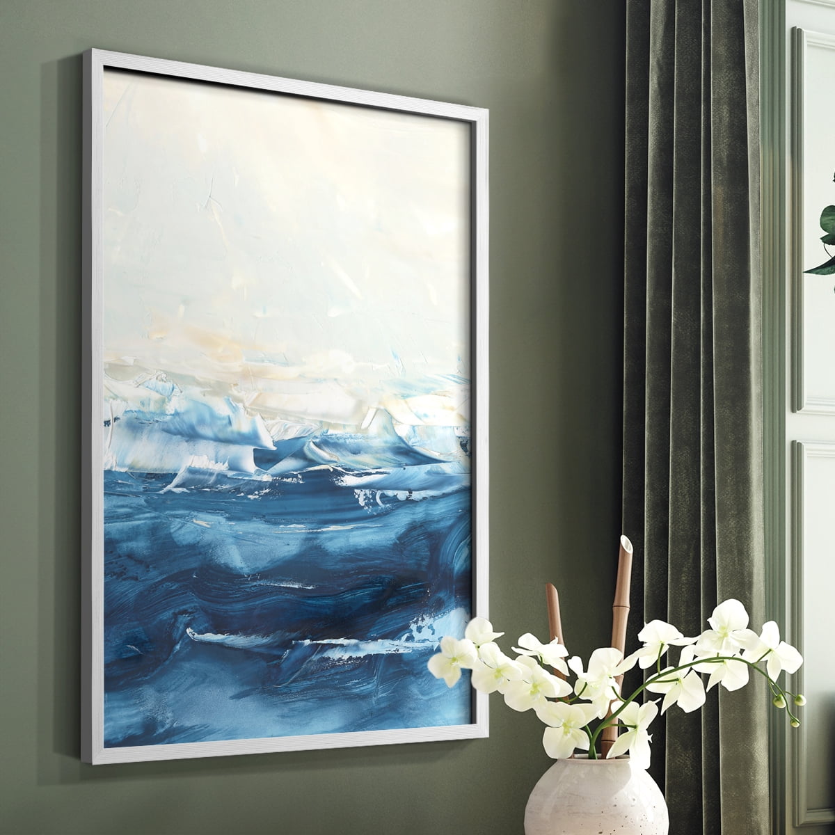 Wave after Wave II Framed Print in White Solid Wood 11 x 14 Framed Print