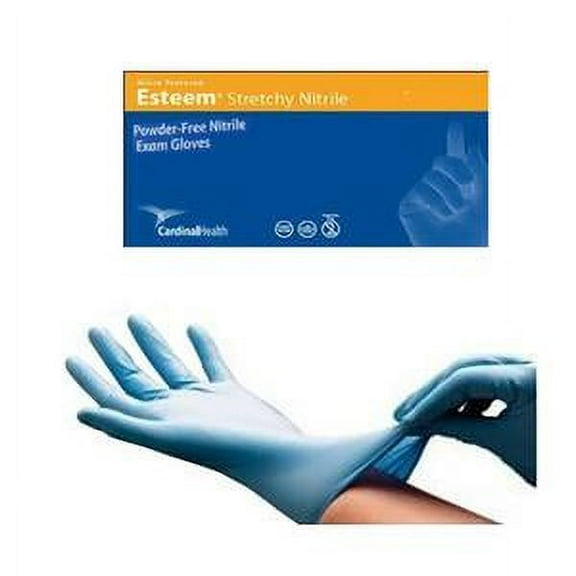 Cardinal Health Esteem Stretchy Nitrile II Exam Glove Blue, Large, Box of 150