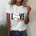 thumbnail image 2 of Trendfront Womens Baseball Love Graphic T Shirts Crewneck Short Sleeve Sports Heart Print Casual Summer Tee Tops, 2 of 4