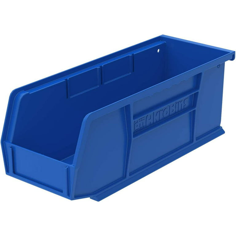 Akro-Mils 30224 AkroBins Plastic Hanging Stackable Storage Organizer Bin,  11-Inch x 4-Inch x 4-Inch, Blue, 12-Pack - Open Home Storage Bins 