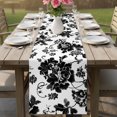 thumbnail image 6 of Table Runners 70 Inches Long Dress Scarves, Black Floral Farmhouse Coffee/Dining/Kitchen Table Decor, Holiday Table Runner, Country Retro Flowers Botanical Retro Art 13x70 Inch, 6 of 9