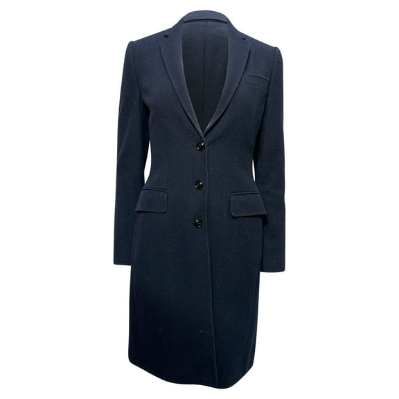 Pre-Owned Dolce & Gabbana Knitted Single-Breasted Coat in Navy Blue Wool