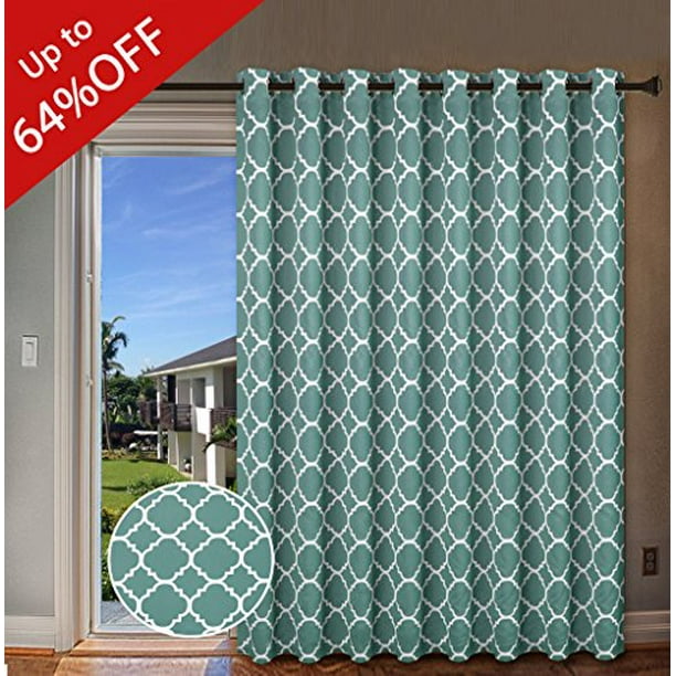 H.Versailtex Thermal Insulated Room Divider / Quatrefoil Pattern Blackout Patio Curtains,Antique