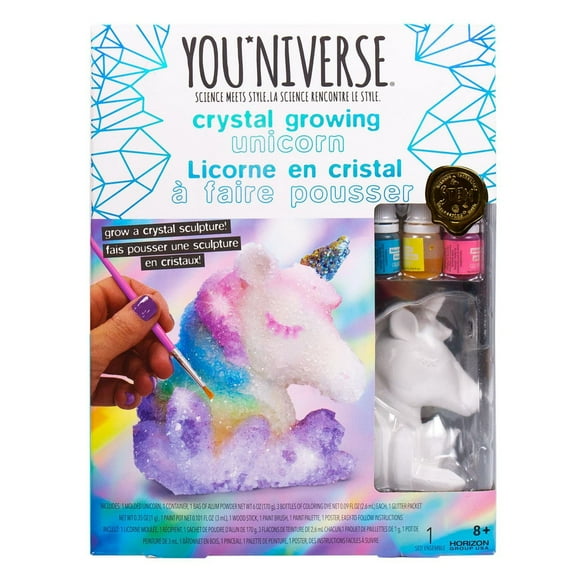 YOUniverse Licorne sur lequel faire pousser des cristaux, kit DIY Faire pousser des cristaux