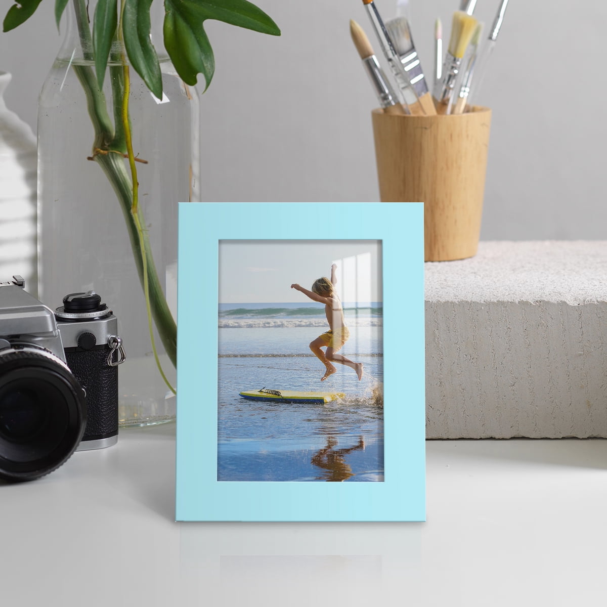 Modern Real Wood 3.5x5 inch Picture Frame in Blue