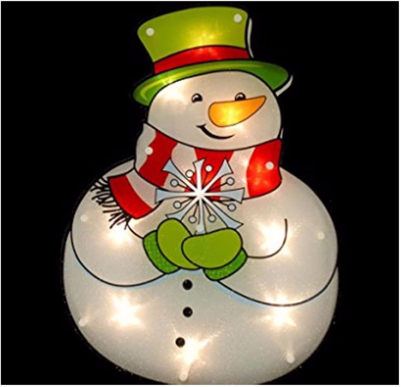 Let It Snow Shimmer Lighted Window Decoration Globe w/Santa Snowman 13" x 16" 