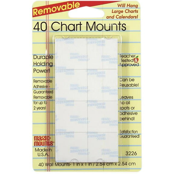 1 x 1 in. Magic Chart Mounts - 40 Per Pack - Pack of 6