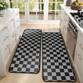 thumbnail image 4 of Kitchen Rugs Sets Of 2,Gray and Black Checkered Pattern Anti Fatigue Kitchen Mat Rugs Non Slip Washable,Decorative Kitchen Floor Mats for Kitchen,Sink,Laundry,17"x47"+17"x47", 4 of 5