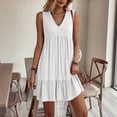 thumbnail image 3 of Admvng Womens Dress V Neck Pocket Sleeveless Tiered Ruffle Hem Casual Flowy Summer Dress, 3 of 7