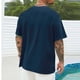 thumbnail image 5 of Camisas de Manga Larga para Hombres Imprimir Casual Cuello Redondo Blusa de Manga Corta, Camisas de Lino para Hombres, 5 of 5