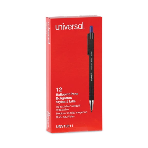 Universal UNV15511 1 mm Retractable Ballpoint Pen - Medium, Blue (1 Dozen)