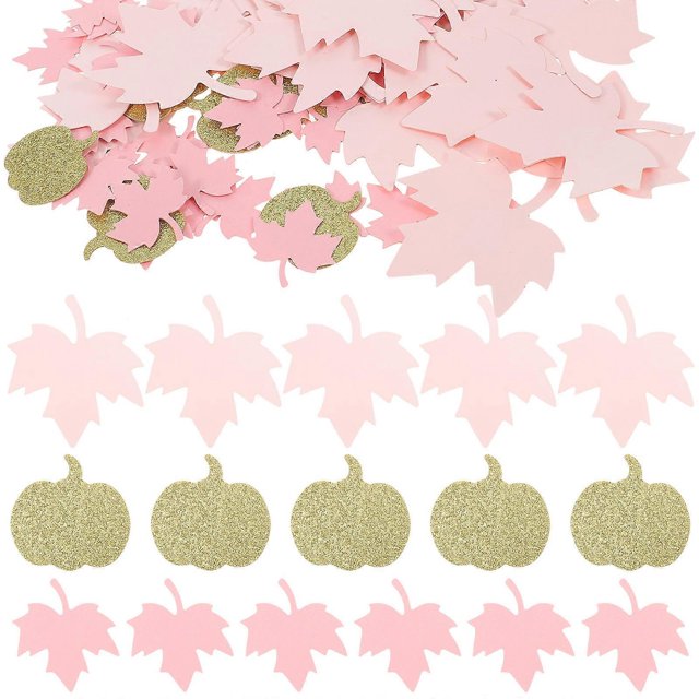 Assorted Color Thanksgiving Pumpkin and Maple Leaf Confetti for Fall Baby Shower and Party Decor, 2 Packs