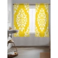 thumbnail image 3 of Baroque Yellow Curtains 63 Inch Length, Sheer Curtains for Bedroom Living Room Window Vintage Damask Classic Floral Rod Pocket Voile Drapes Kitchen Curtains Small Half Window 42"x63" 2 Panels, 3 of 6