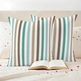 thumbnail image 3 of Brown Stripe Outdoor Waterproof Pillow Covers, Ombre Geometric Teal Green Vertical Striped Decorative Square Throw Pillowcase Sofa Cushion Sham for Patio/Couch/Chair, 20"x20" 2 Pack, 3 of 8