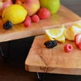 thumbnail image 5 of Raised Wooden Trays, Set of 2, Thick Square Planks, Ash Color, Mango, Metal Legs, Rustic, 11.75 and 9.75 Inches, Kitchen Accessory, 5 of 6