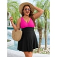 thumbnail image 4 of Asoul Womens Plus Size One Piece Scalloped V Neck Swimwear Tummy Control Swimdress Bathing Suits Swimsuits with briefs, 4 of 8