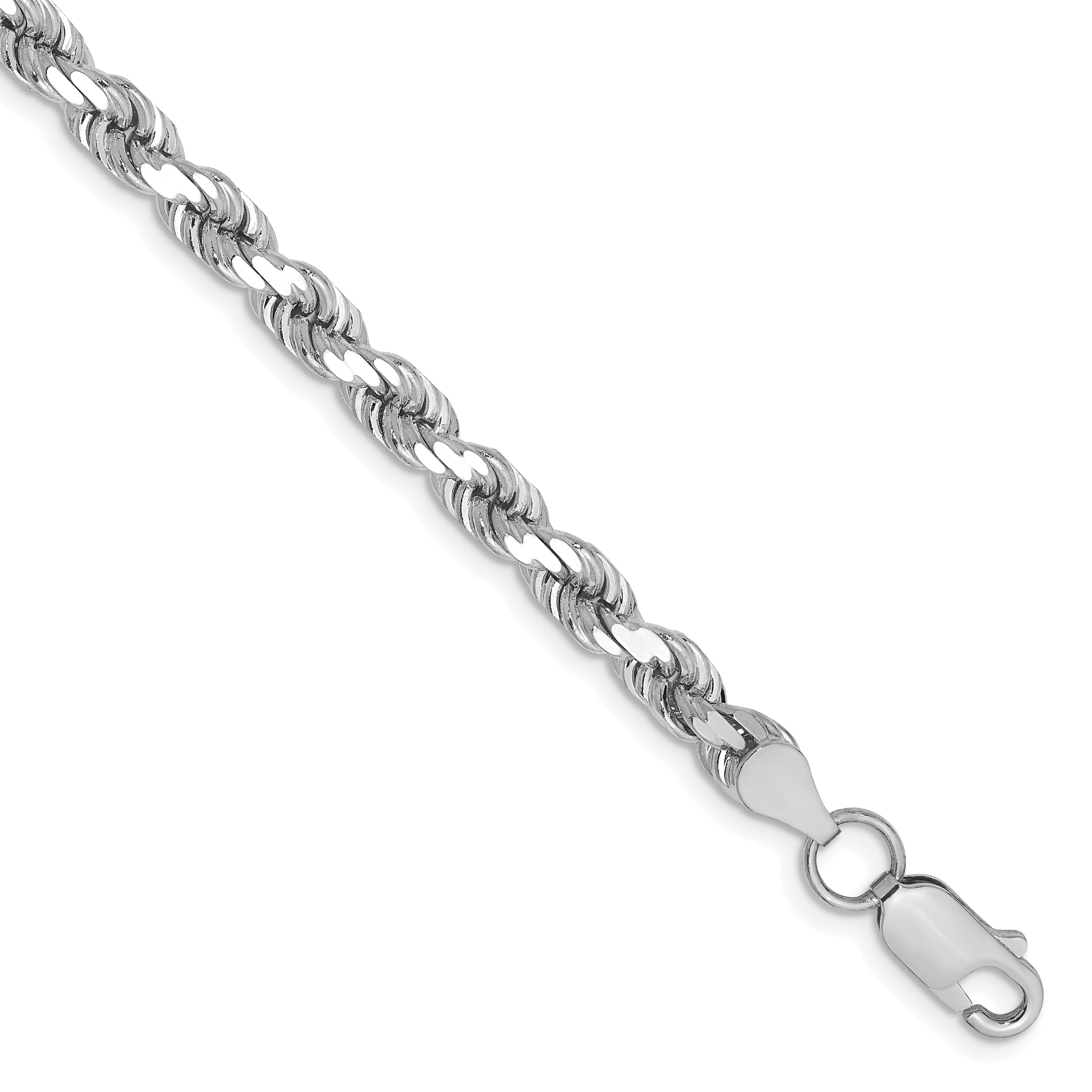 14k White Gold 5mm DiamondCut Rope Chain
