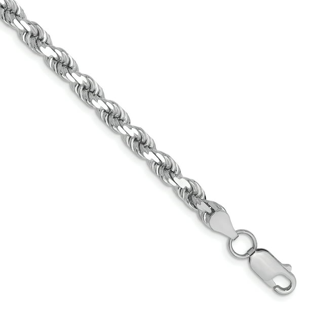 14k White Gold 5mm DiamondCut Rope Chain