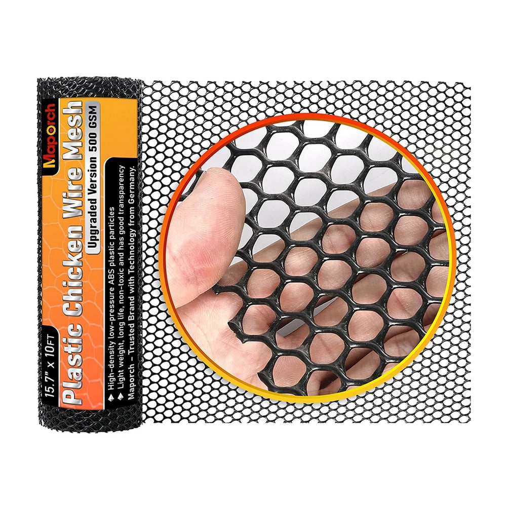 Black Plastic Wire Mesh Fence Roll, Plastic Chicken Wire Mesh, Plastic Garden Netting Fencing Barier for Poultry,Dog,Rabbit (0.4m x 3m)