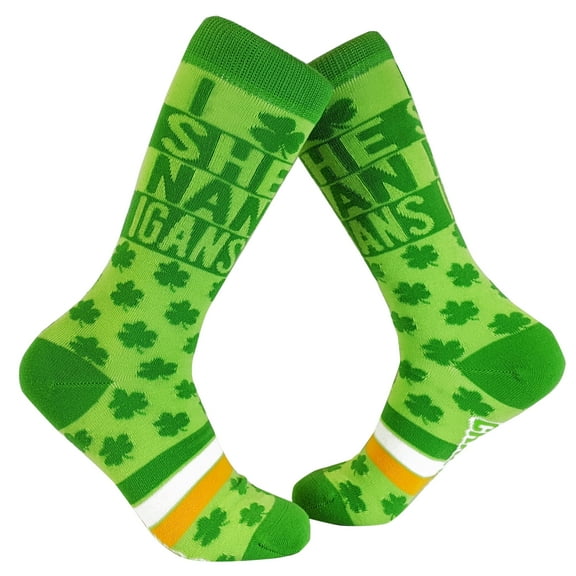 Womens I Clover Shenanigans Socks Funny Saint St Patricks Day Green Footwear