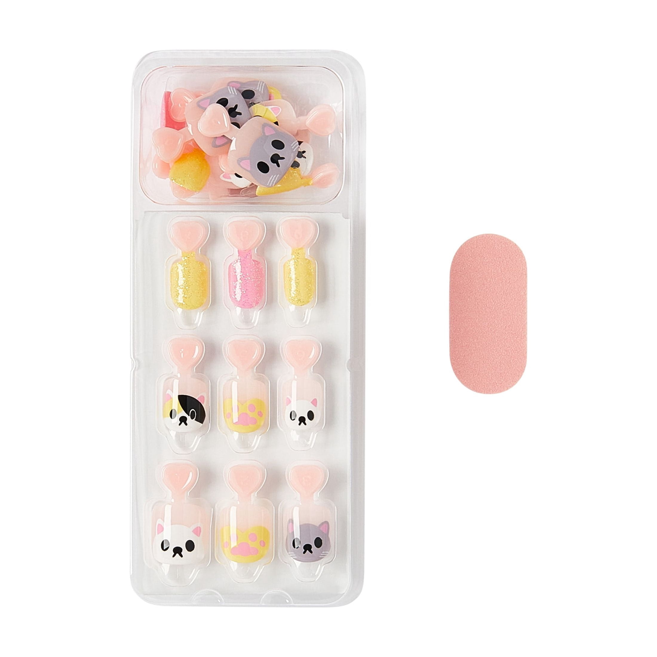 (2 pack) Impress Mini Press On Nails for Kids, ‘Cuddles’, Pink, Squoval, 20 Count