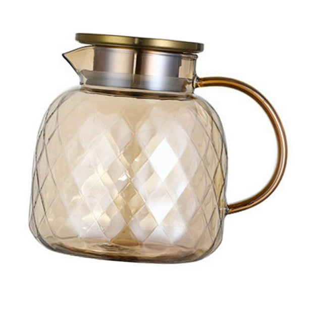 Jarra De Vidrio Borosilicato De 2 Litros Con Tapa De Bambú Para Suministro De Bebidas Calientes Y Heladas