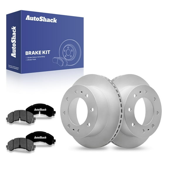 AutoShack 14.17" (359.8 mm) Rear Vented Brake Rotors Coated   Premium Ceramic Brake Pads | Replacement for 2020-2025 Chevrolet Silverado 2500 HD | 6-PC Brake Kit | ArmorStop