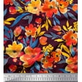 thumbnail image 1 of Soimoi Georgette Viscose Fabric Leaves & Poppy Flower Print Fabric by the Yard 42 Inch Wide, 1 of 1