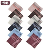 TELOLY 12pcs Classic Plaids Handkerchiefs for Men, 14''x14'' Soft Cotton Hankies, Pocket Square for Father and Boyfriend