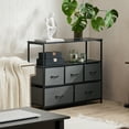 thumbnail image 3 of Dresser TV Stand with 5 Fabric Drawers,Media Console Table with Open Shelves for Bedroom,Entryway Grey, 3 of 7