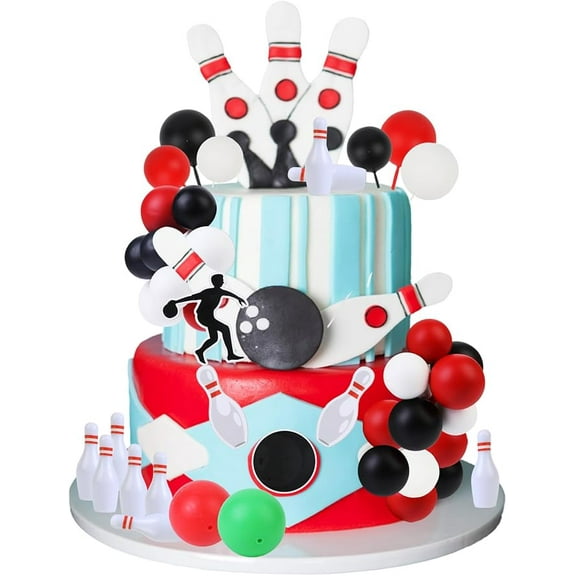 Bowling Cake Figurines Decorations - Sports Theme Cake Cupcake Toppers, Bowling Theme Birthday Party Baby Shower Photo Props