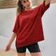 thumbnail image 5 of Karight Womens Oversized Tshirts Summer Casual Short Sleeve Crew Neck T Shirt Loose Fit Side Slit Tee Tops, 5 of 9