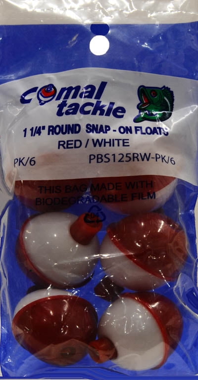 Comal Plastic Bobbers, Red/White, 2"