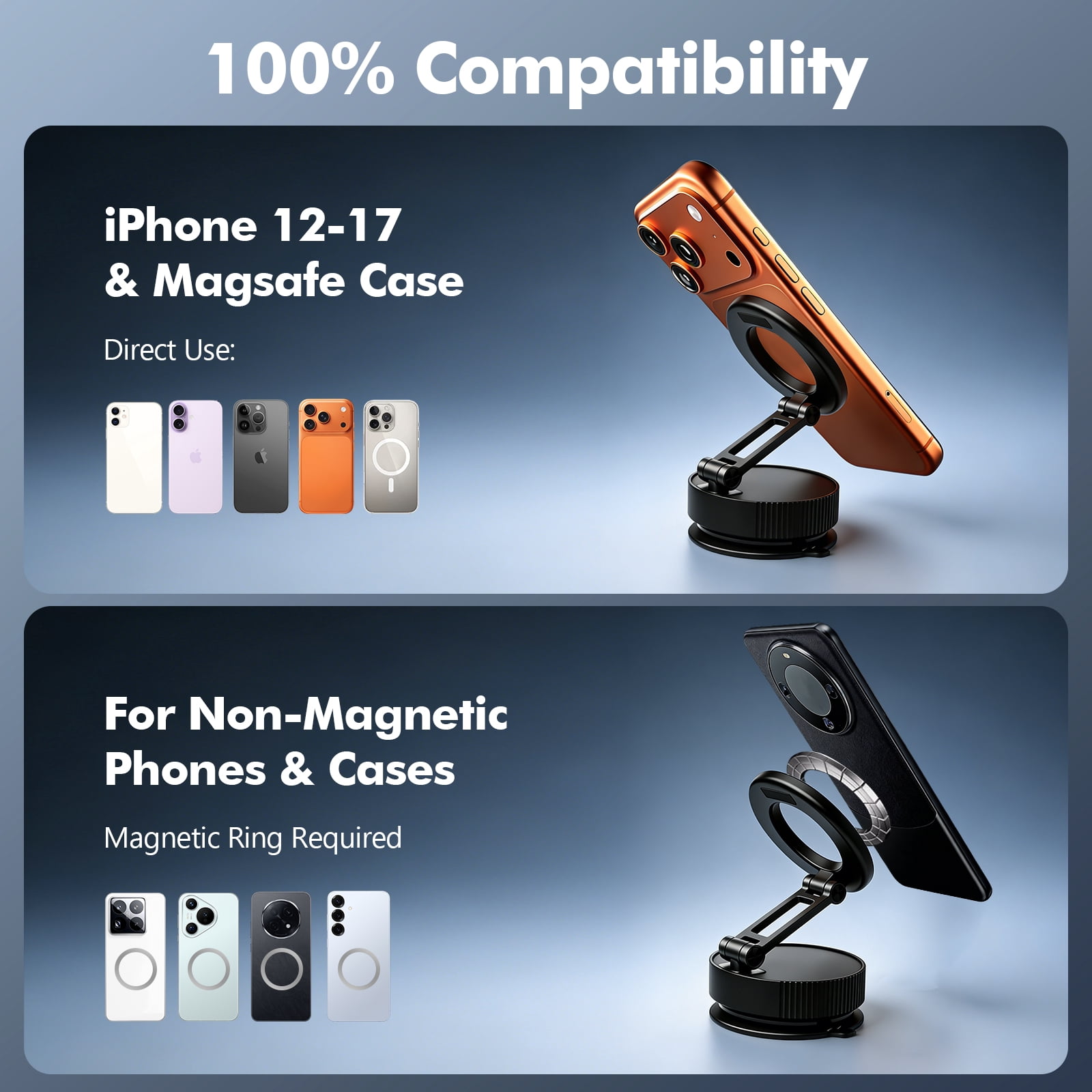 Atzeste for Magsafe Phone Holder for Car, Magnetic Car Phone Holder, 360° Adjustable, Car Mount Accessories for Jeep Truck, Compatible with iPhone 17 Pro Max 16 15 14 13 12 & Android Phones