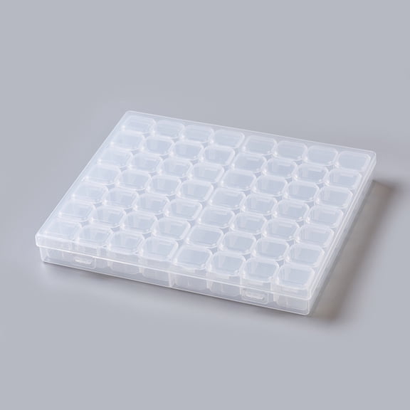 1 pc Plastic Bead Containers Removable 56 Compartments Rectangle Clear 21.2x18.4x2.7cm Compartments: 2.2x2.4cm 56 Compartments/box