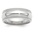 thumbnail image 4 of 14K White Gold 8mm Double Milgrain Comfort Fit Band Ring Size 8.5, 4 of 7