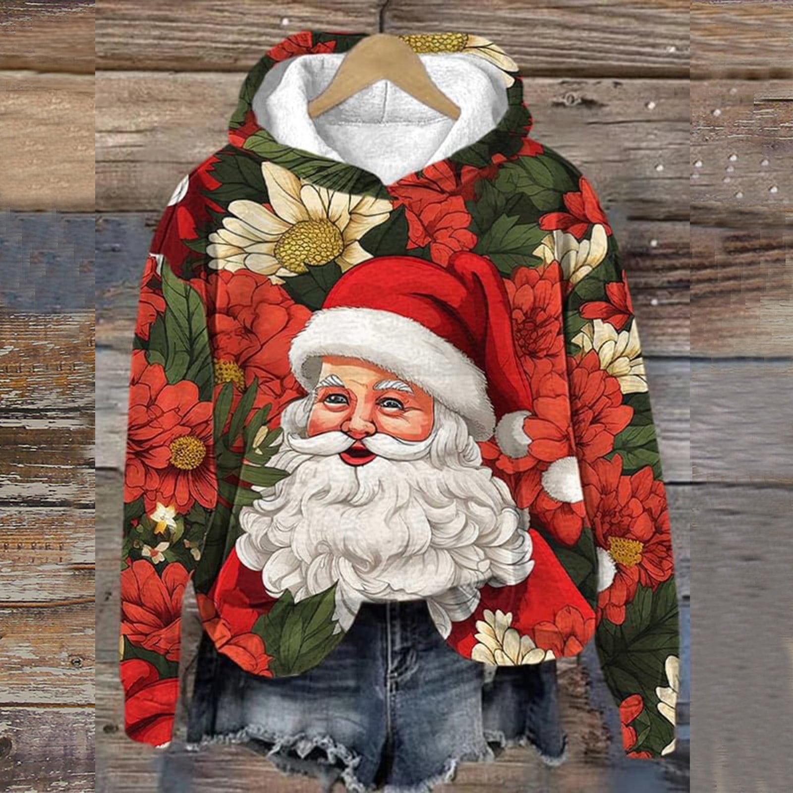 EGNMCR Hoodless Sweatshirts Women Womens Sweatshirt Women Casual Christmas Sweater Fabric Printed Hooded Pocket Long Sleeve Pullover Hoodies Blouse