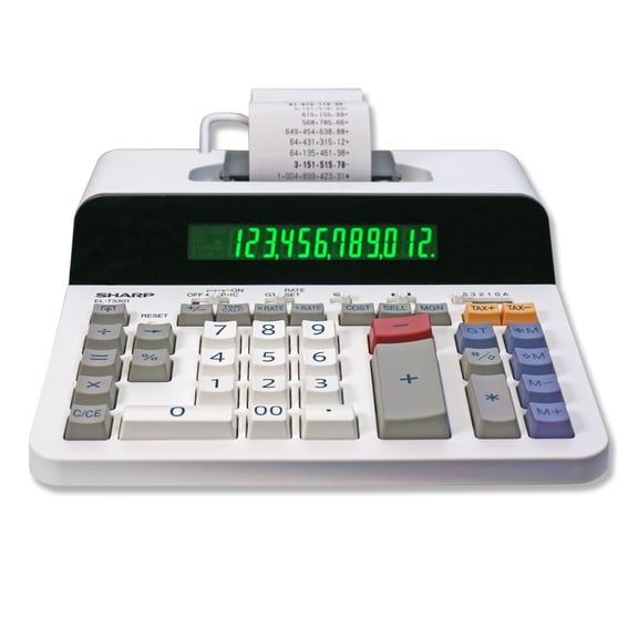 Sharp 12-Digit Thermal Printing Calculator, Fast 8.0 LPS Ink-Free Printing & Large Print Mode, Top-Loading Paper, Off-White (EL-T3301)