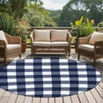 thumbnail image 5 of 8ft Round Rug, Navy Blue Check Non-Skid Rubber Backing Large Area Rugs - Living Room Bedroom Home Office, Farmhouse Buffalo Plaid Blue Indoor Floor Mat Carpets Washable Rug, 5 of 9