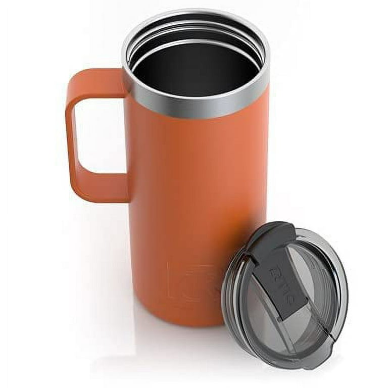 RTIC 16 oz Coffee Travel Mug with Lid and Handle, Stainless Steel  Vacuum-Insulated Mugs, Leak, Spill Proof, Hot Beverage and Cold, Portable  Thermal Tumbler Cup for Car, Camping, Dark Orange 