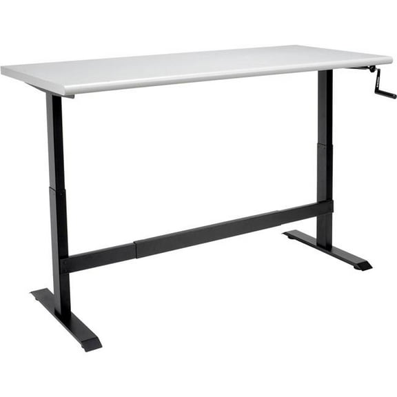 Global Industrial  Hand-Crank Adjustable Height Workbench - Laminate Safety Edge - Black - 72 x 30 in.